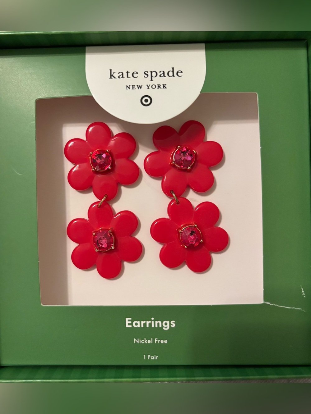 Kate spade x Target red flower earrings - NIB